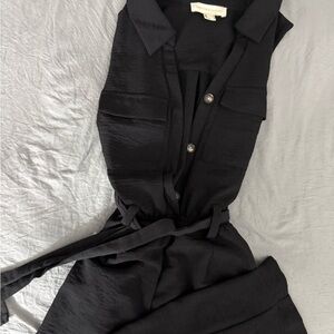 Black Sleeveless Button-Up Dress